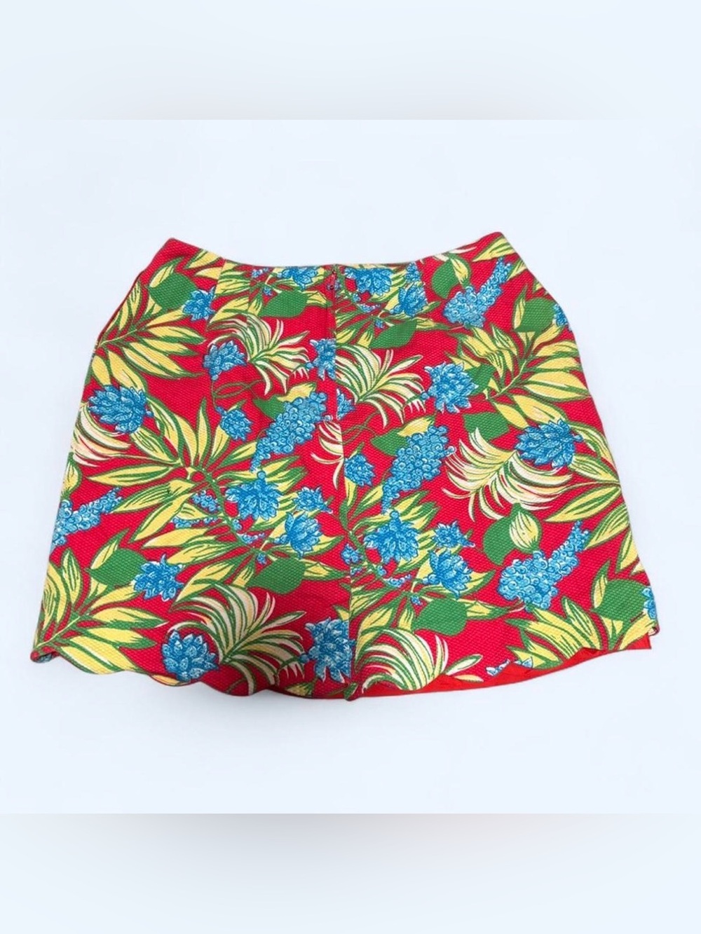 Vintage Lilly Pulitzer Textured Cotton Floral Skirt Scalloped Hem Lined Sz 8 M - Picture 2 of 5